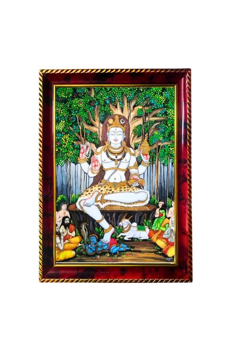 Lord Shiva Photo Frame For Wall & Table | 7x9 Inch Golden Cherry Finish | Decorative Lord Shiva Photo Frame For Home, Office & Pooja Room (F11765)