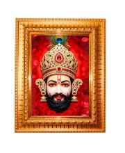 Khatu Shyam Ji Golden Designer Photo Frame | 10x14 Inch Religious Wall Hanging Frame For Home & Office Decoration | Hindu Deity Khatu Shyam Ji Spiritual Gift Item