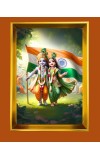 Radha And Krishna Golden Photo Frame - 12x16 Inches | Elegant Wooden Frame For Home, Office & Temple Decoration | Spiritual Wall & Table Decor And Gift Item (F9744)