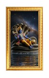 Lord Vishnu Digital Golden Color Photo Frame | Hindu Religious Wall Decor | 8x15 Inches - Inspirational Wall Art For Office, Home Decor - Ideal Spiritual Gift (F10312)