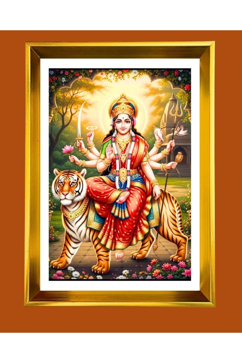 Golden Photo Frame - 10x14 Inches | Elegant Wooden Frame For Home, Office & Temple Decoration | Spiritual Wall & Table Decor and Gift Item