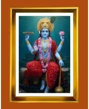 Lord Vishnu Golden Photo Frame - 16x20 Inches | Elegant Wooden Frame For Home, Office & Temple Decoration | Spiritual Wall & Table Decor And Gift Item (F9426)