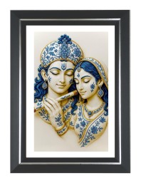 Radha And Krishna Photo Wall & Table Frame | 12x16 Inch Black Designer | Perfect For Gifting & Home Decor (F9599)