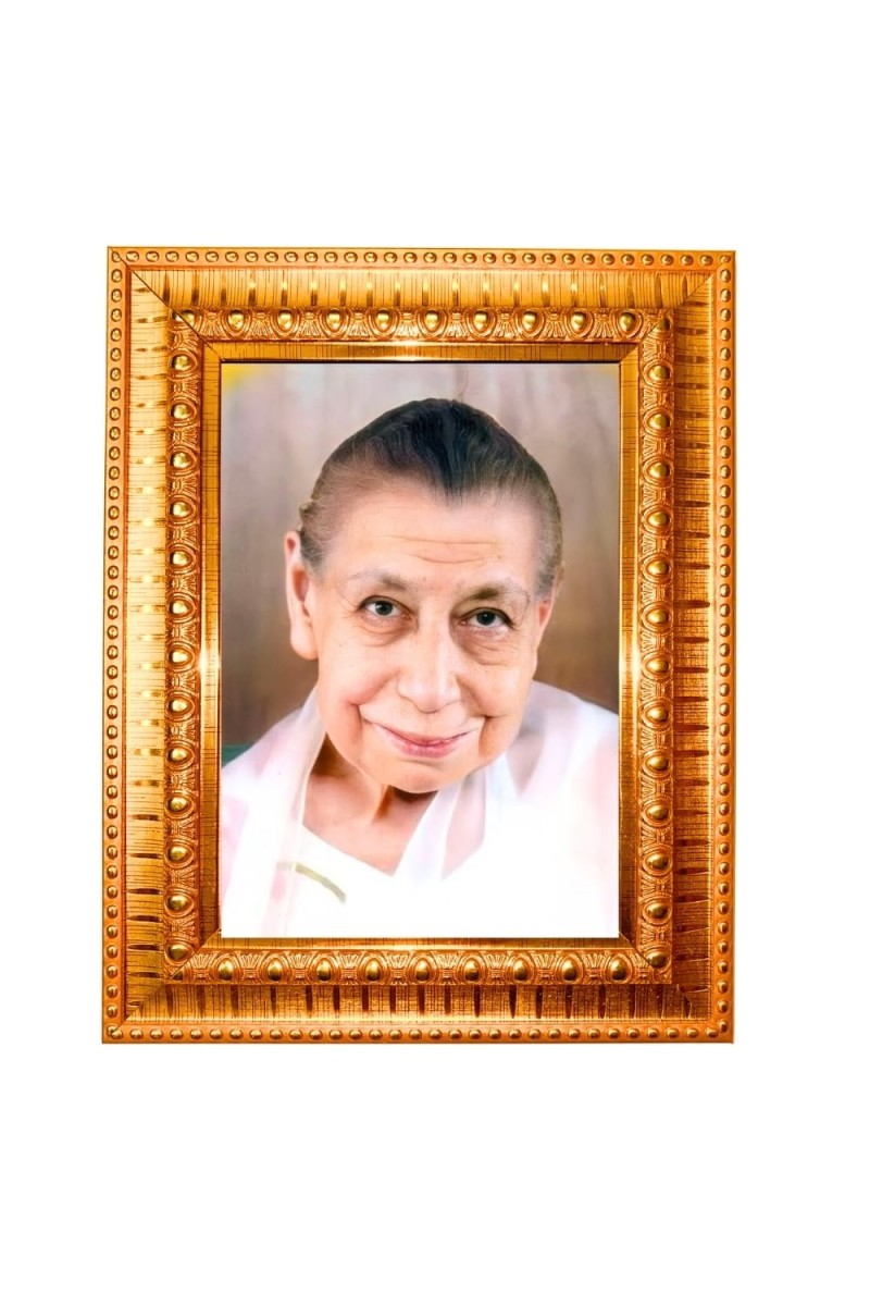 Mirra Alfassa Golden Designer Photo Frame | 10x14 Inch Religious Wall Hanging Frame For Home & Office Decoration | Hindu Deity Spiritual Gift Item