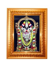 Tirupati Balaji Golden Designer Photo Frame | 10x14 Inch Religious Wall Hanging Frame For Home & Office Decoration | Hindu Deity Tirupati Balaji Spiritual Gift Item