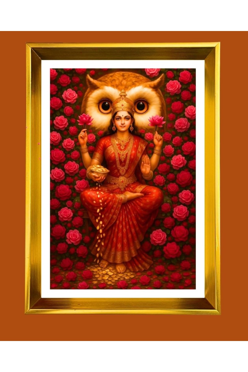 Golden Photo Frame - 10x14 Inches | Elegant Wooden Frame For Home, Office & Temple Decoration | Spiritual Wall & Table Decor and Gift Item
