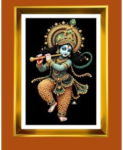 Golden Photo Frame - 10x14 Inches | Elegant Wooden Frame For Home, Office & Temple Decoration | Spiritual Wall & Table Decor and Gift Item