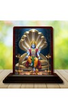Car Desk/Table Top Lord Vishnu Wooden Photo Stand 3x4 Inches, Compact & Stylish Spiritual Display For Car, Home & Office (Pack Of 1) (F14535)