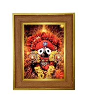 Jai Jaganaath Photo Frame 10x14 Inches-Brown Wooden Frame For Home, Office & Temple Decoration And Gifting (F6407)
