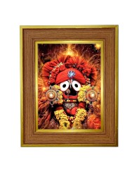 Jai Jaganaath Photo Frame 16x20 Inches-Brown Wooden Frame For Home, Office & Temple Decoration And Gifting (F6407)