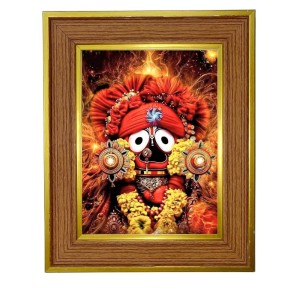 Jai Jaganaath Photo Frame 16x20 Inches-Brown Wooden Frame For Home, Office & Temple Decoration And Gifting (F6407)