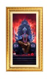 Mata Kali Digital Golden Color Photo Frame | Hindu Religious Wall Decor | 8x15 Inches - Inspirational Wall Art For Office, Home Decor - Ideal Spiritual Gift (F10389)