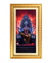 Mata Kali Digital Golden Color Photo Frame | Hindu Religious Wall Decor | 10x17 Inches - Inspirational Wall Art For Office, Home Decor - Ideal Spiritual Gift (F10389)