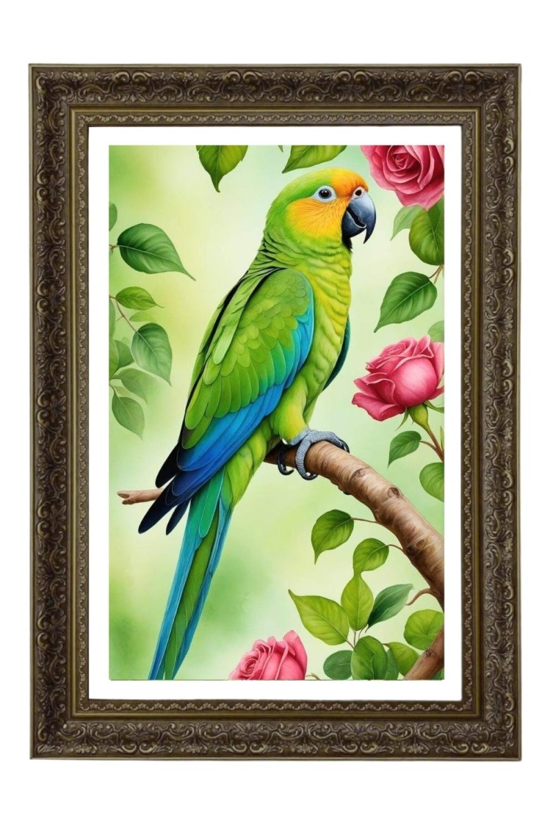 Parrot Big Photo Frame - 20x28 Inches For Home,Temple & Office Decoration (F11044)