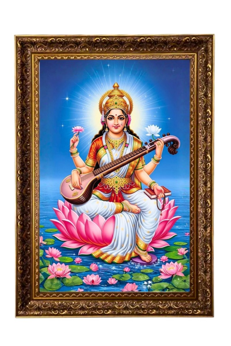 Devi Saraswati Big Photo Frame - 20x28 Inches For Home,Temple & Office Decoration (F11298)