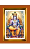 Lord Vishnu Golden Photo Frame - 16x20 Inches | Elegant Wooden Frame For Home, Office & Temple Decoration | Spiritual Wall & Table Decor And Gift Item (F9451)