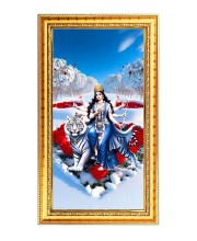 Mata Durga Digital Golden Color Photo Frame | Hindu Religious Wall Decor | 10x17 Inches - Inspirational Wall Art For Office, Home Decor - Ideal Spiritual Gift (F10363)