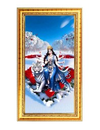 Mata Durga Digital Golden Color Photo Frame | Hindu Religious Wall Decor | 12x19 Inches - Inspirational Wall Art For Office, Home Decor - Ideal Spiritual Gift (F10363)