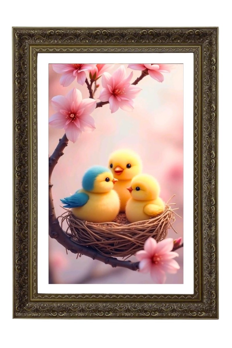 Cartoon Birds Big Photo Frame - 20x28 Inches For Home,Temple & Office Decoration (F10742)