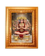 Jay Bajrangbali Golden Designer Photo Frame | 10x14 Inch Religious Wall Hanging Frame For Home & Office Decoration | Hindu Deity Jay Bajrangbali Spiritual Gift Item