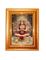 Jay Bajrangbali Golden Designer Photo Frame | 16x20 Inch Religious Wall Hanging Frame For Home & Office Decoration | Hindu Deity Spiritual Gift Item