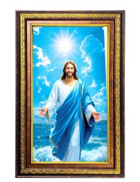Lord Jesus Digital Golden Balck Color Photo Frame | Hindu Religious Wall Decor | 10x16 Inches - Inspirational Wall Art For Office, Home Decor - Ideal Spiritual Gift (F16731)