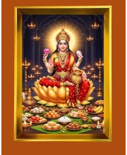 Mata Laxmi Golden Photo Frame - 10x14 Inches | Elegant Wooden Frame For Home, Office & Temple Decoration | Spiritual Wall & Table Decor And Gift Item (F9883)