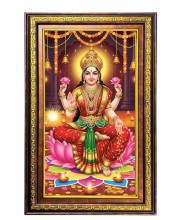 Goddess Lakshmi Digital Golden Balck Color Photo Frame | Hindu Religious Wall Decor | 10x16 Inches - Inspirational Wall Art For Office, Home Decor - Ideal Spiritual Gift (F16494)
