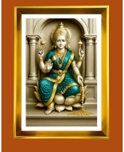 Mata Laxmi Golden Photo Frame - 10x14 Inches | Elegant Wooden Frame For Home, Office & Temple Decoration | Spiritual Wall & Table Decor And Gift Item (F9805)