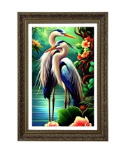 Two Blue Herons Big Photo Frame - 20x28 Inches For Home,Temple & Office Decoration (F11052)