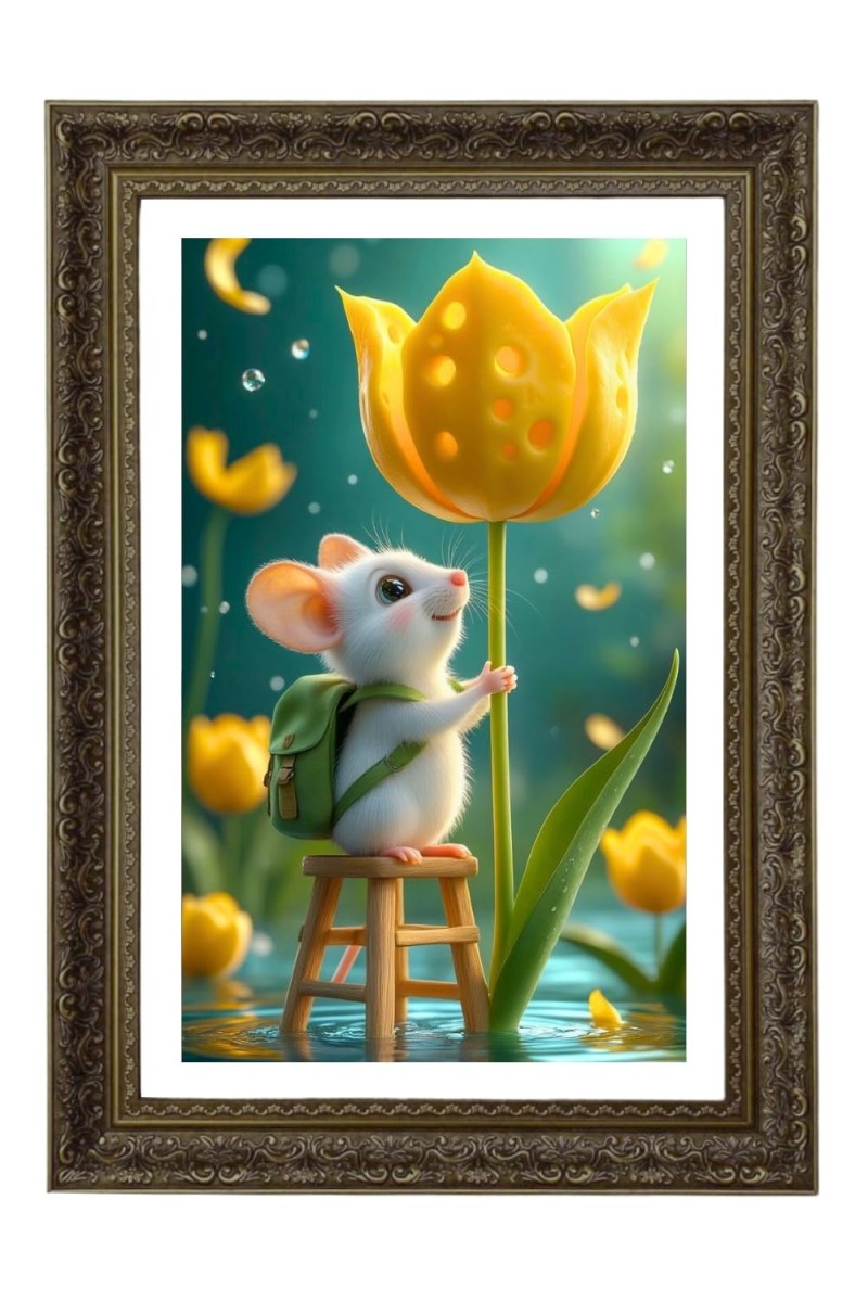 Kawaii Chibi Baby Mouse Big Photo Frame - 20x28 Inches For Home,Temple & Office Decoration (F10701)