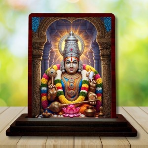Car Desk/Table Top Sri Venkateshwara Swamy Wooden Photo Stand 3x4 Inches, Compact & Stylish Spiritual Display For Car, Home & Office (Pack Of 1) (F14238)