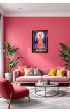 Khatuu Shyam Baba Photo Frame For Wall & Table | 7x9 Inch Golden Cherry Finish | Decorative Khatu Shyam Baba Photo Frame For Home, Office & Pooja Room (F11777)