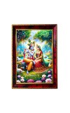 Radha And Krishna Photo Frame For Wall & Table | 7x9 Inch Golden Cherry Finish | Decorative Radha And Krishna Photo Frame For Home, Office & Pooja Room (F11398)