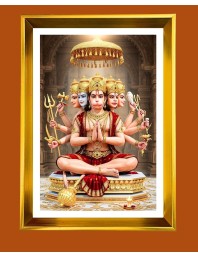 Lord Hanuman Golden Photo Frame - 10x14 Inches | Elegant Wooden Frame For Home, Office & Temple Decoration | Spiritual Wall & Table Decor And Gift Item (F9723)
