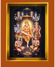 Shirdi Sai Baba Golden Photo Frame - 12x16 Inches | Elegant Wooden Frame For Home, Office & Temple Decoration | Spiritual Wall & Table Decor And Gift Item (F9765)