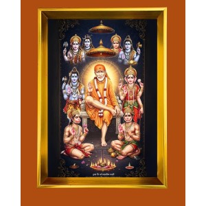 Shirdi Sai Baba Golden Photo Frame - 18x22 Inches | Elegant Wooden Frame For Home, Office & Temple Decoration | Spiritual Wall & Table Decor And Gift Item (F9765) Shirdi Sai Baba Golden Photo Frame - 18x22 Inches | Elegant Wooden Frame For Home, Office & Temple Decoration | Spiritual Wall & Table Decor And Gift Item (F9765)