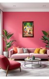 Lord Krishna As A Teacher Photo Frame For Wall & Table | 7x9 Inch Golden Cherry Finish | Decorative Lord Krishna As A Teacher Photo Frame For Home, Office & Pooja Room (F11389)