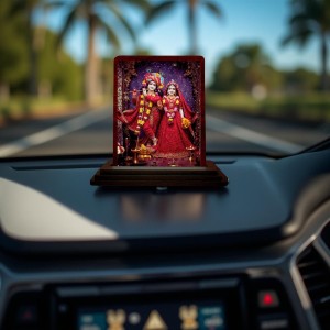 Car Desk/Table Top Radha Krishna Wooden Photo Stand 3x4 Inches, Compact & Stylish Spiritual Display For Car, Home & Office (Pack Of 1) (F14225) Car Desk/Table Top Radha Krishna Wooden Photo Stand 3x4 Inches, Compact & Stylish Spiritual Display For Car, Home & Office (Pack Of 1) (F14225)
