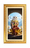 Mata Laxmi Digital Golden Color Photo Frame | Hindu Religious Wall Decor | 12x19 Inches - Inspirational Wall Art For Office, Home Decor - Ideal Spiritual Gift (F10390)