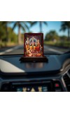 Car Desk/Table Top Lord Rama Darbar Wooden Photo Stand 3x4 Inches, Compact & Stylish Spiritual Display For Car, Home & Office (Pack Of 1) (F14294)