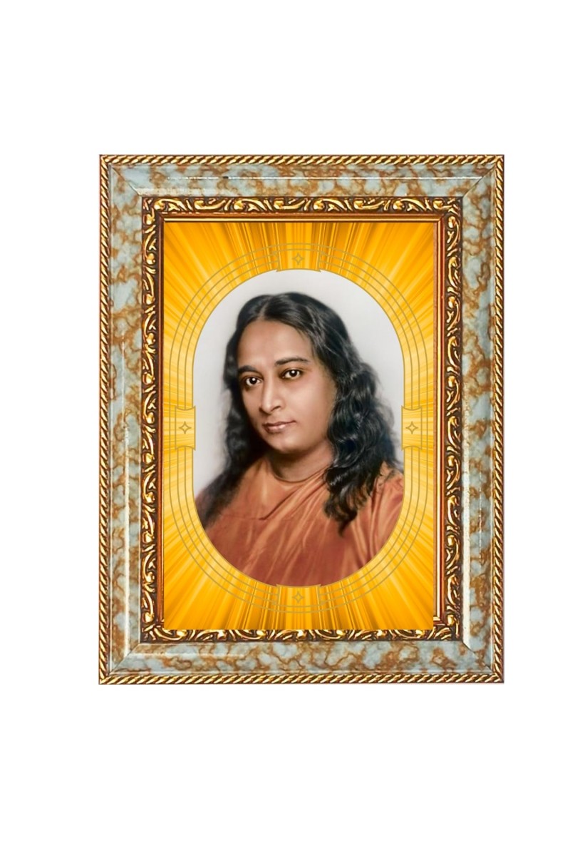 Paramahansa Yogananda Spiritual Guru Digital Photo In Designer Frame, Size 10x16 Inch | Hindu Religious Picture For Home Temple, Office & Gift | Wall Art & Pooja Decor (F10487)