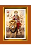 Mata Durga Golden Photo Frame - 10x14 Inches | Elegant Wooden Frame For Home, Office & Temple Decoration | Spiritual Wall & Table Decor and Gift Item