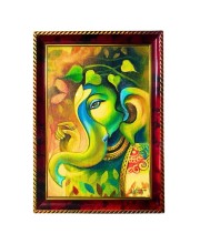 Lord Ganesha Art Photo Frame For Wall & Table | 7x9 Inch Golden Cherry Finish | Decorative Lord Ganesha Art Photo Frame For Home, Office & Pooja Room (F11586)