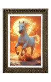 White Horse Big Photo Frame - 20x28 Inches For Home,Temple & Office Decoration (F11041)
