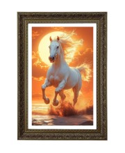 White Horse Big Photo Frame - 20x28 Inches For Home,Temple & Office Decoration (F11041)