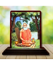 Car Desk/Table Top Baba Lokenath Wooden Photo Stand 3x4 Inches, Compact & Stylish Spiritual Display For Car, Home & Office (Pack Of 1) (F14636)