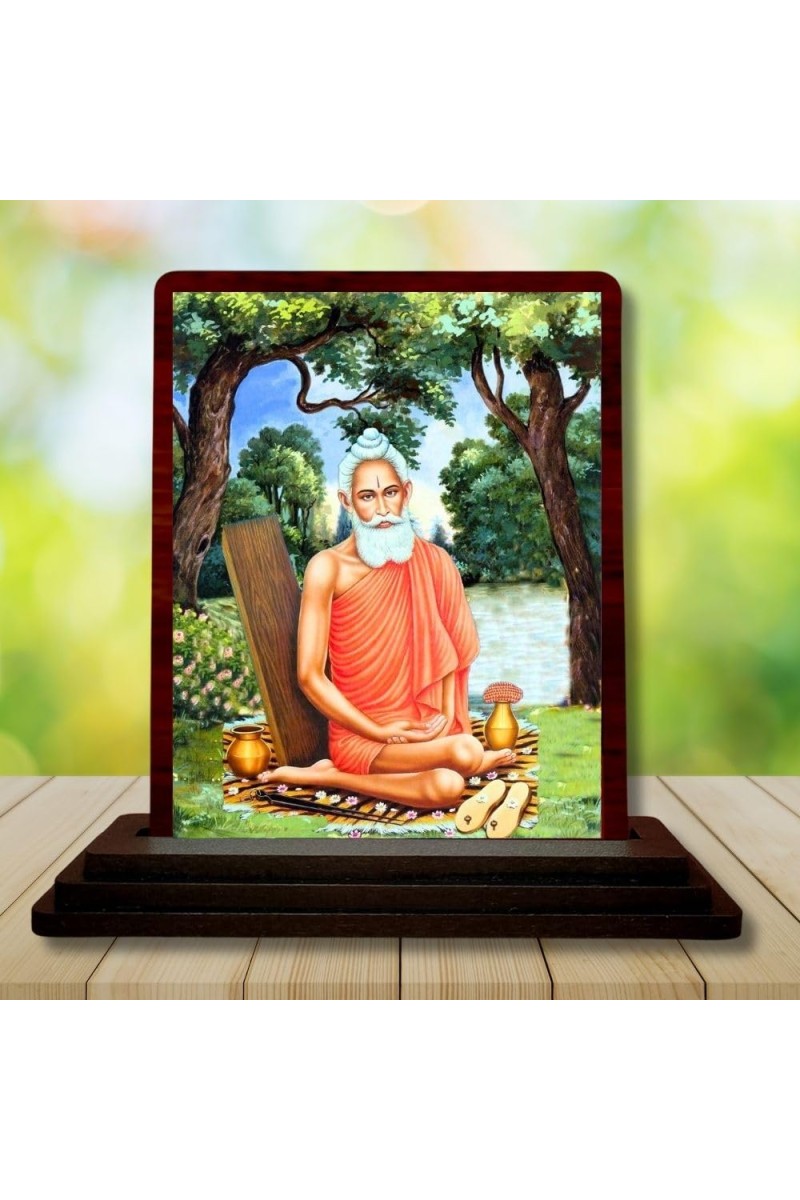 Car Desk/Table Top Baba Lokenath Wooden Photo Stand 3x4 Inches, Compact & Stylish Spiritual Display For Car, Home & Office (Pack Of 1) (F14636)