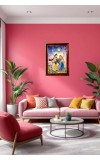 Radha Krishna Photo Frame For Wall & Table | 7x9 Inch Golden Cherry Finish | Decorative Radha Krishna Photo Frame For Home, Office & Pooja Room (F11363)