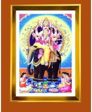 Lord Vishwakarma Golden Photo Frame - 14x18 Inches | Elegant Wooden Frame For Home, Office & Temple Decoration | Spiritual Wall & Table Decor And Gift Item (F9473)